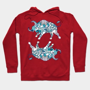 Paisley Oxen (Coral and Teal Palette) Hoodie